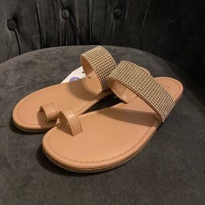 Target Shade & Shore woman’s size 8 cream blush rhinestone sandals.